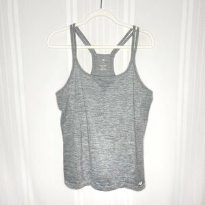 New Balance Racerback Tank Top Large Sleeveless Athletic Gray Silver Workout